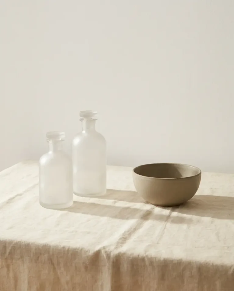 Bodegón minimalista de vidrio esmerilado
